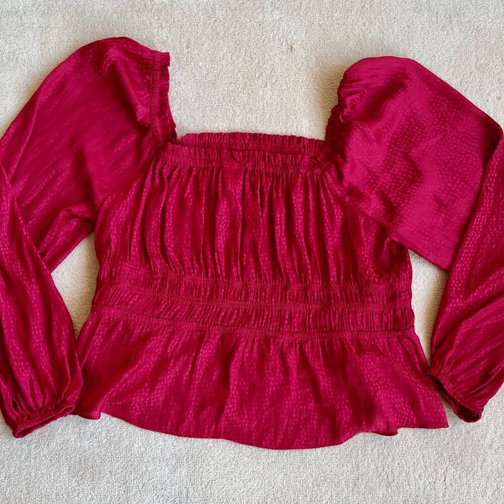 SOLD! NWT - Melrose & Market Women's Red Long Sleeve Peplum Top - Size XL - Picture 8 of 12